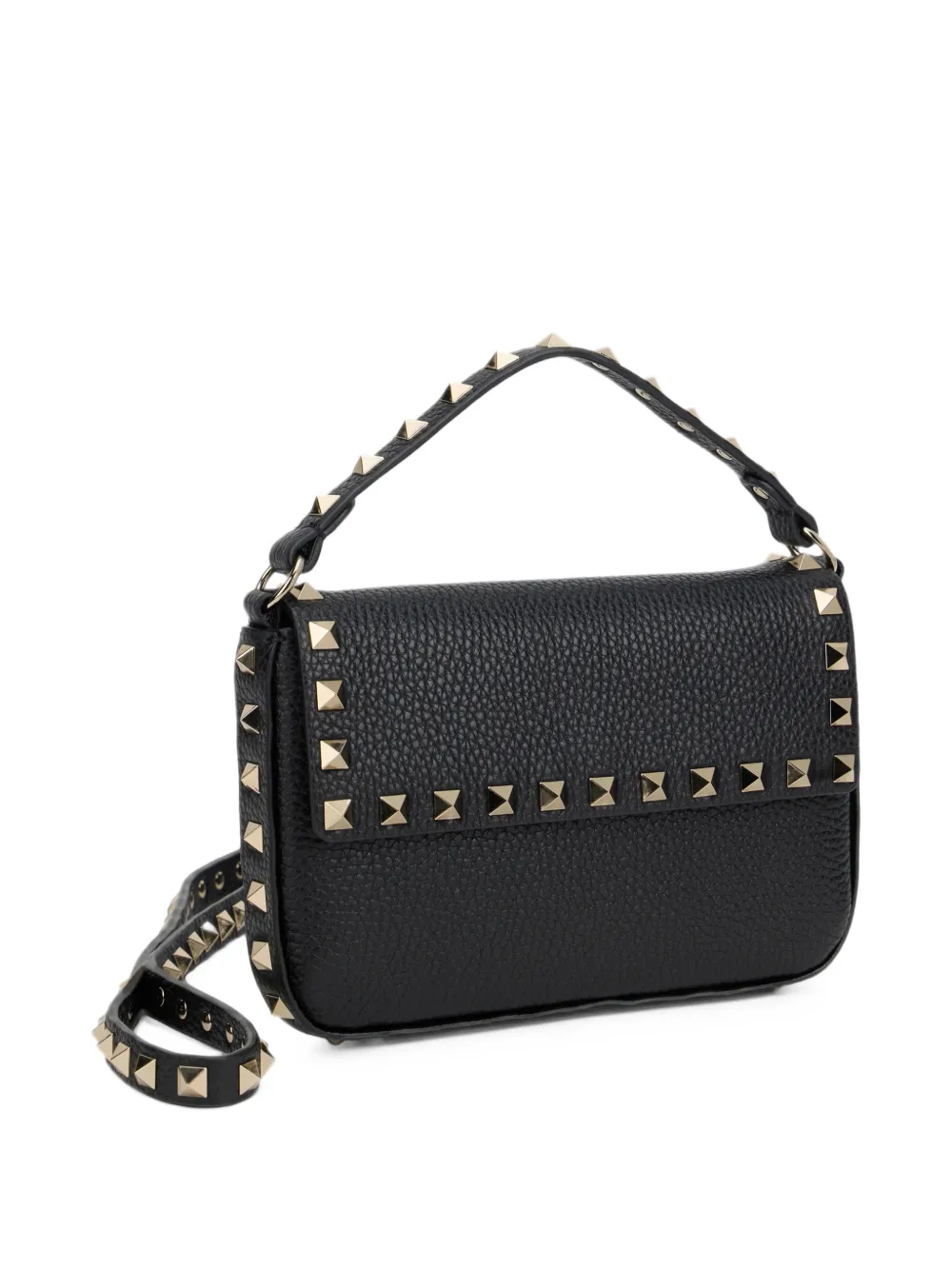 Valentino Garavani Rockstud grainy calfskin pouch Zwart