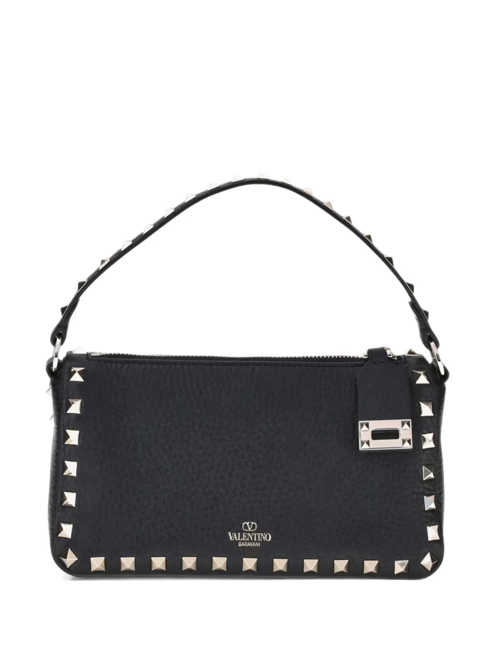 Valentino Garavani small Rockstud grainy calfskin crossbody bag - Nero