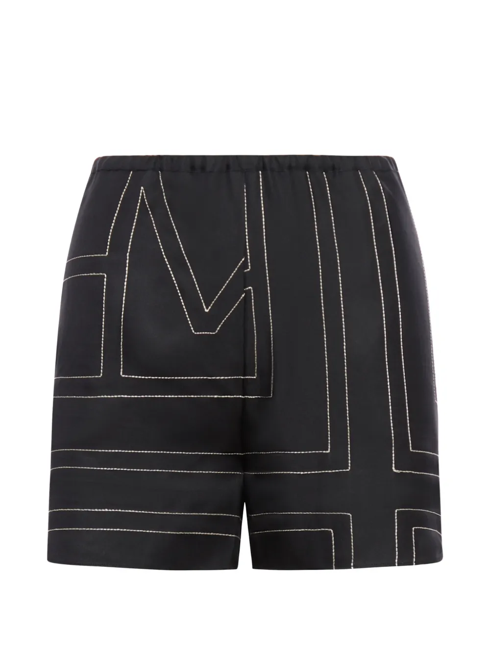 TOTEME monogram silk pj shorts black Zwart