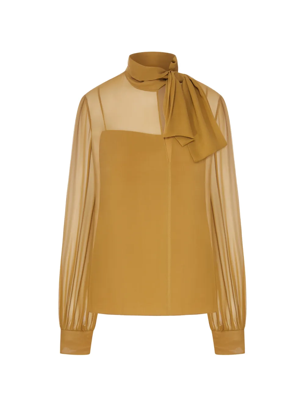 Valentino Garavani pussy-bow sheer blouse Geel