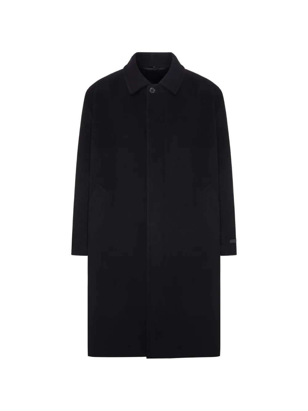 Prada concealed-fastening back-belt coat Zwart