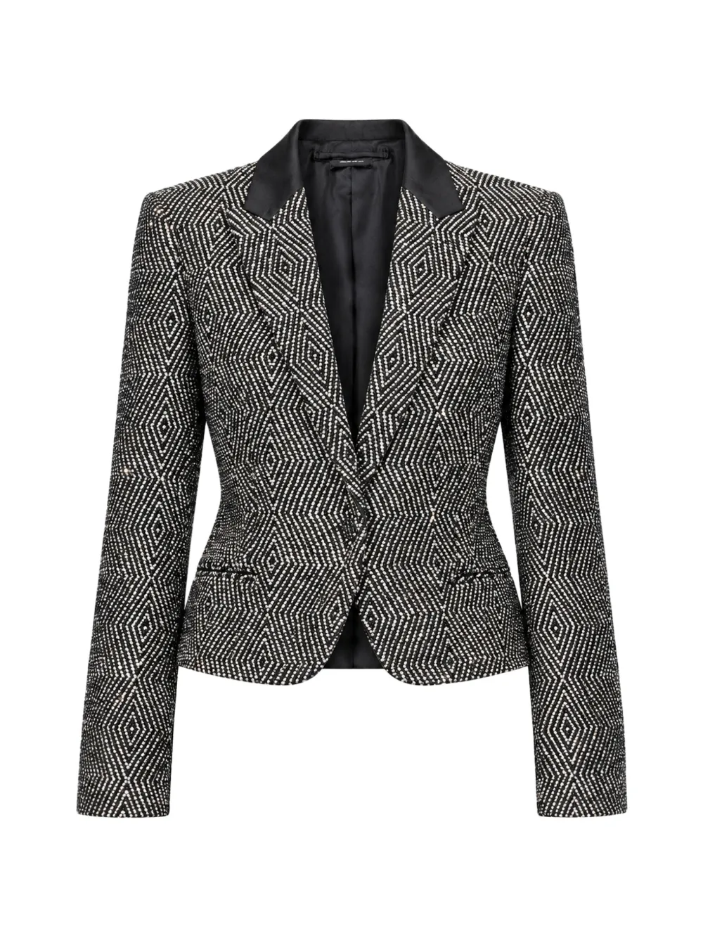 TOM FORD sequined wool-blend tweed cropped boyfriend jacket - Black
