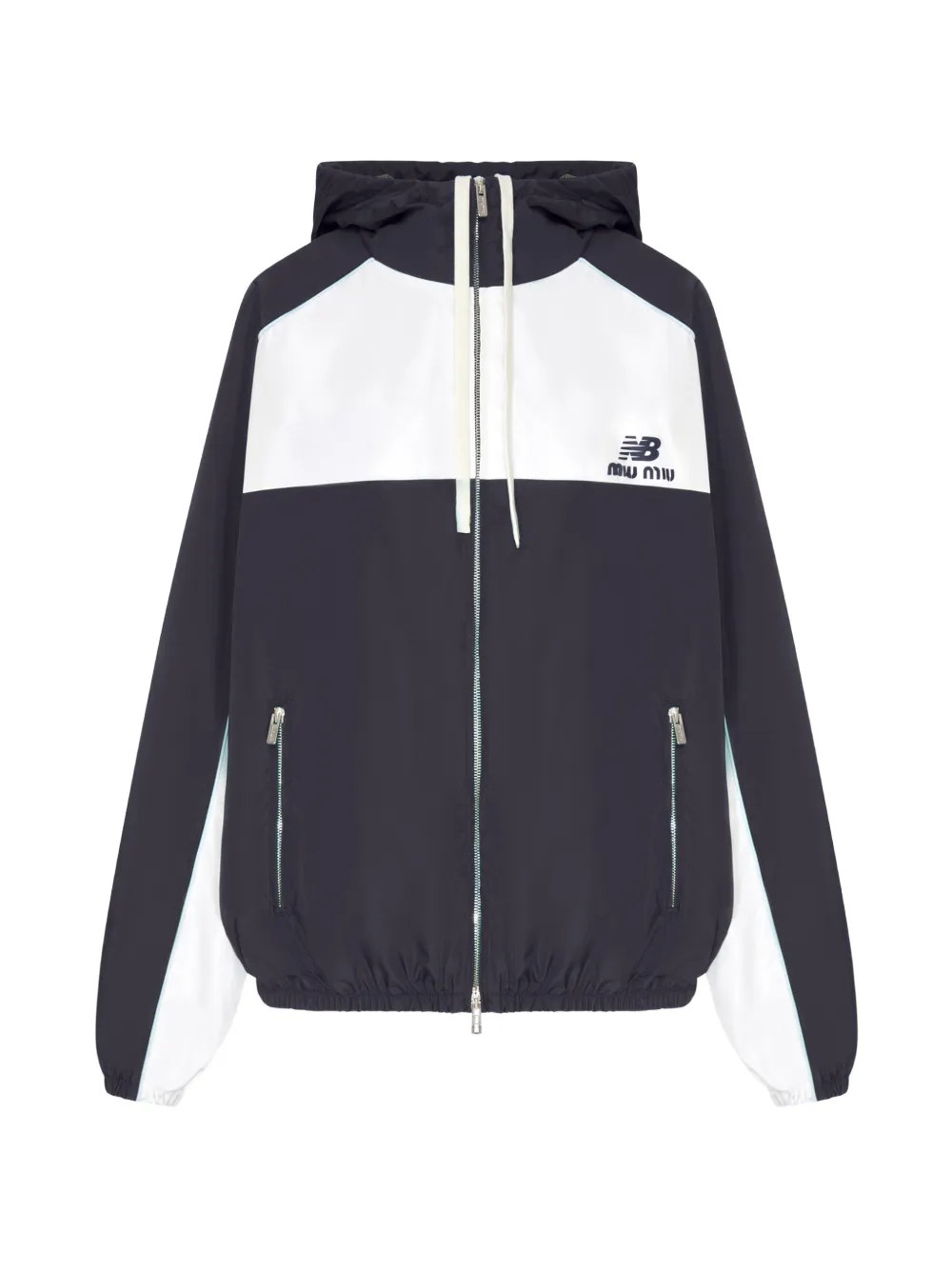 New Balance x Miu color-block hooded jacket Zwart