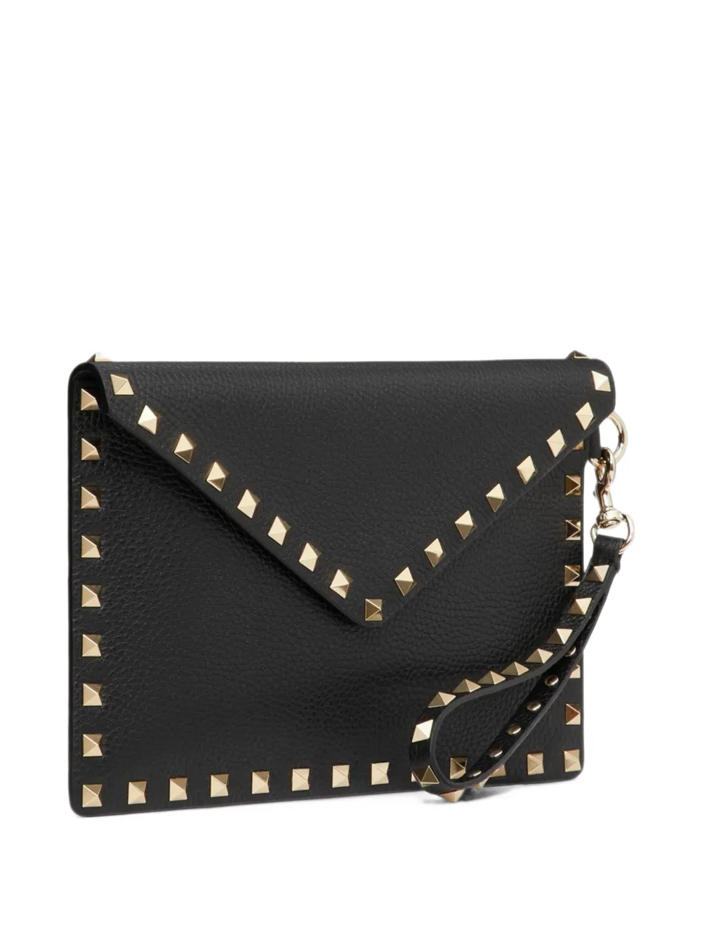 Valentino Garavani Rockstud grainy calfskin pouch Zwart