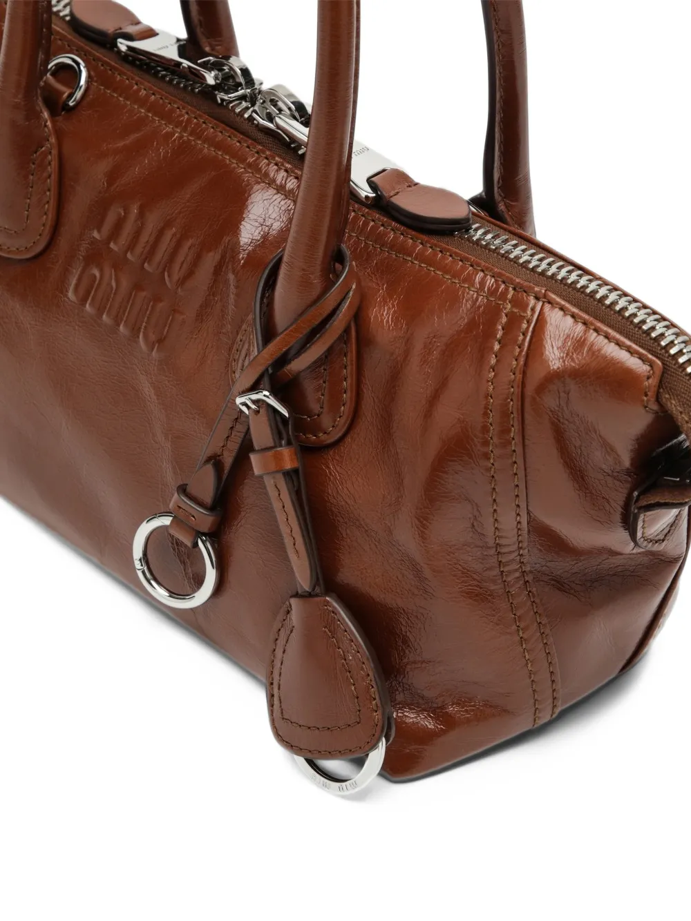 Miu logo-embossed leather shoulder bag Bruin