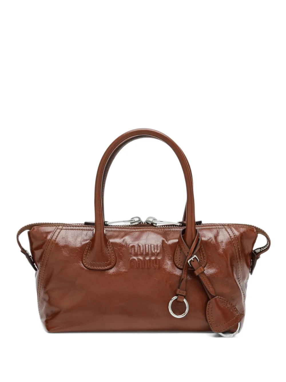 Miu logo-embossed leather shoulder bag Bruin