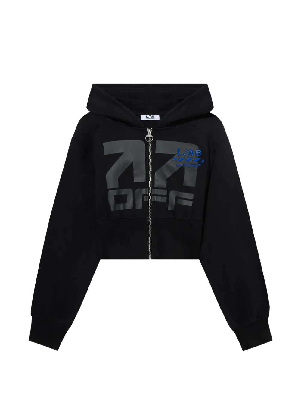 L ab c o Off-White logo-print crop hoodie Zwart