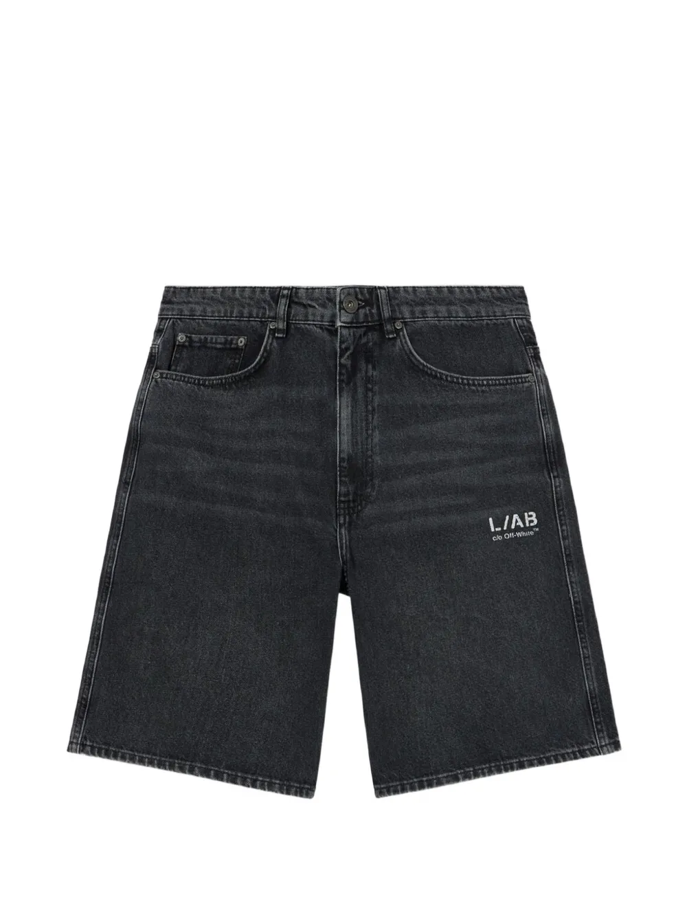 L ab c o Off-White Diagonal denim shorts Grijs