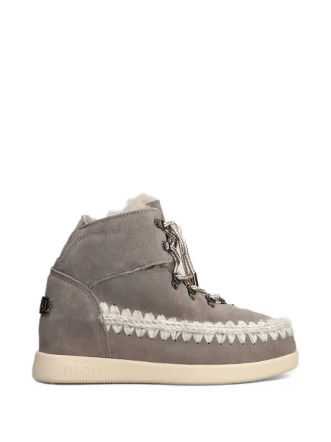 Mou crochet-trim lace-up ankle boots