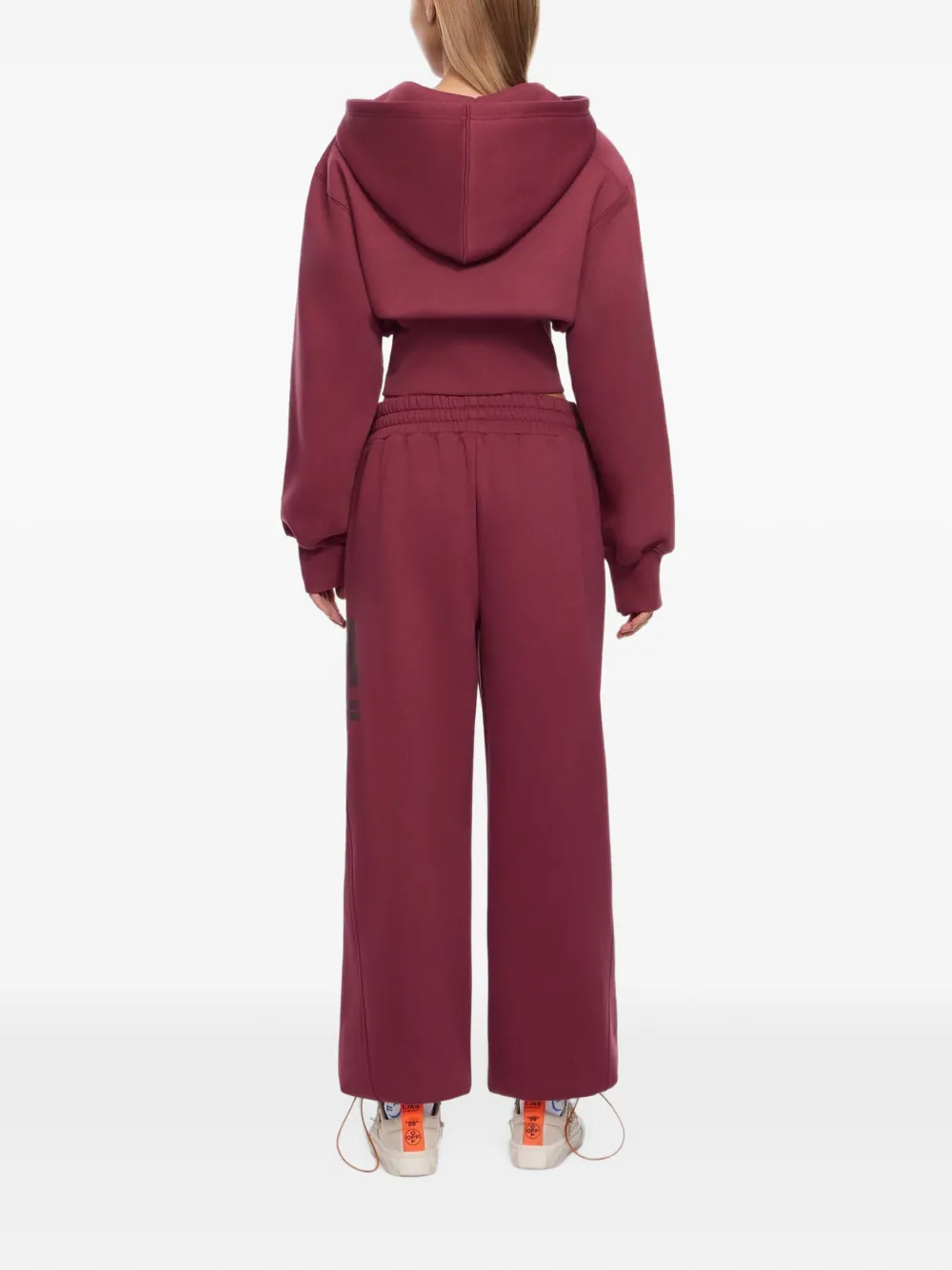 L ab c o Off-White logo-print cropped hoodie Rood