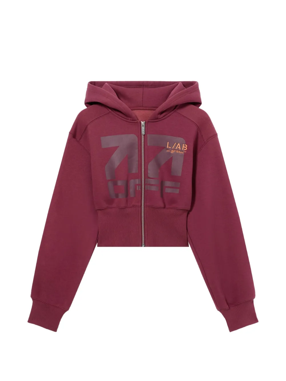 L ab c o Off-White logo-print cropped hoodie Rood