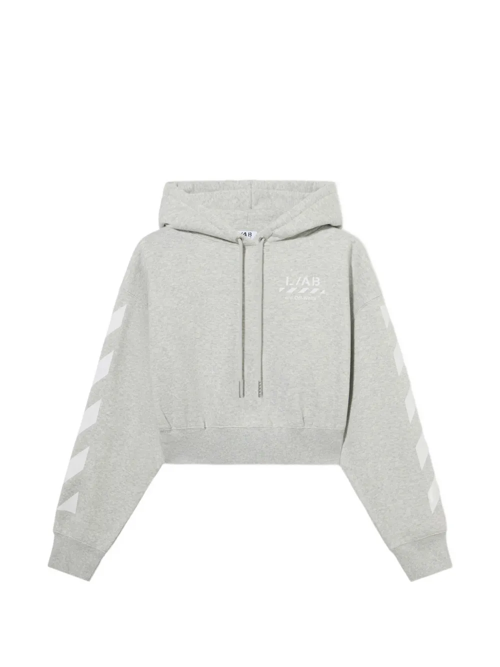 L ab c o Off-White Diagonal-motif cropped hoodie Grijs