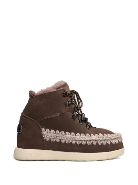 Mou crochet-stitch lace-up boots