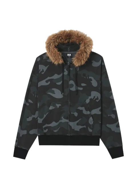 FINGERCROXX camouflage-print faux-fur-trim hoodie