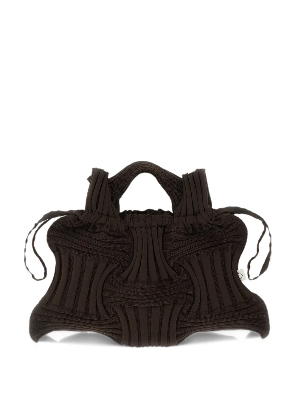 PLEATSMAMA large Bow pleated-knit tote bag - Marrone