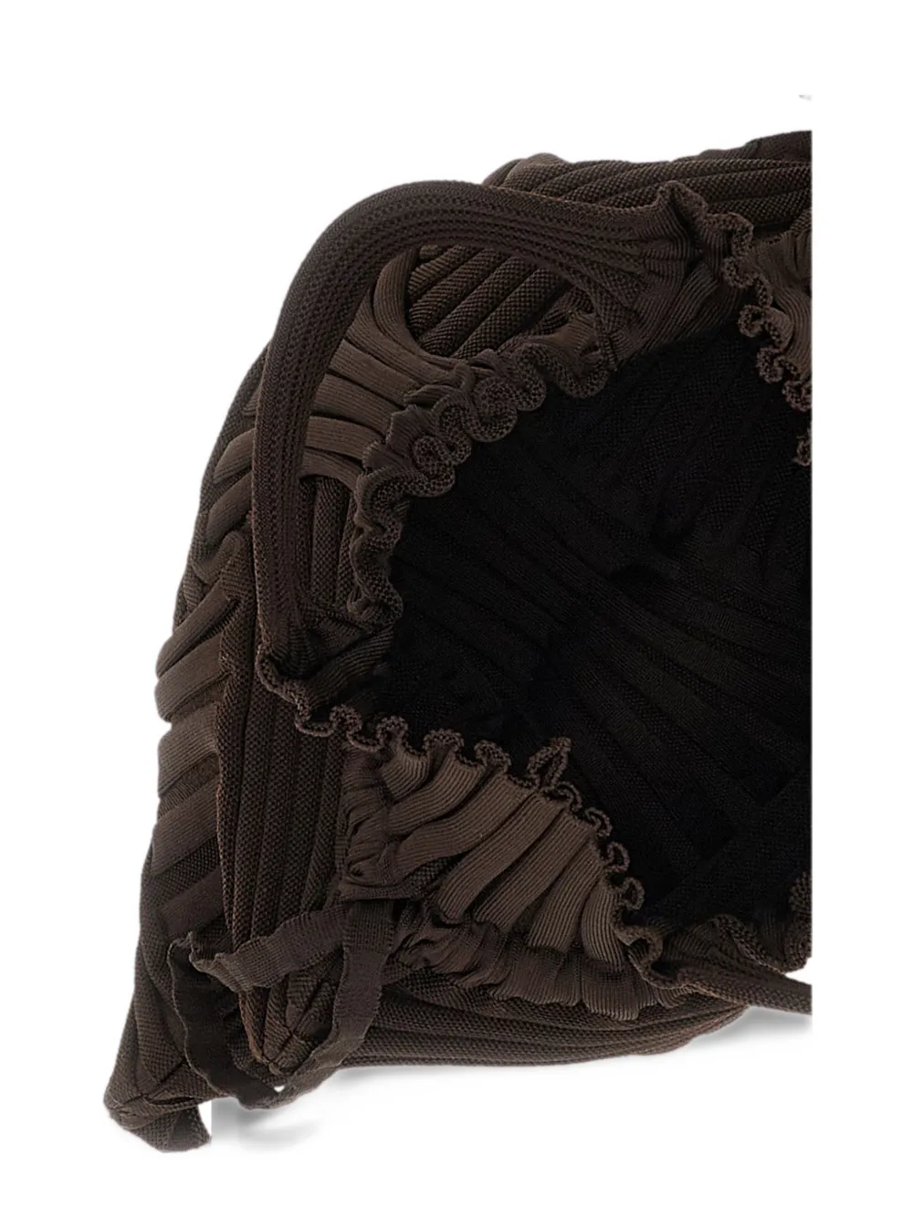 PLEATSMAMA large Bow pleated-knit tote bag Bruin