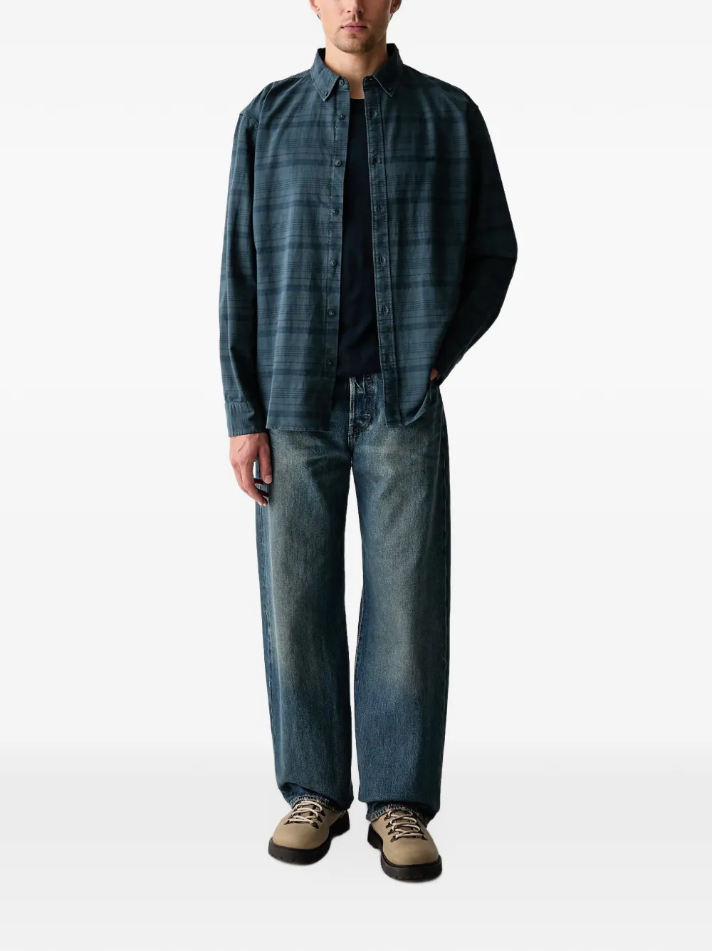Levi's Authentic check-pattern long-sleeve shirt Blauw
