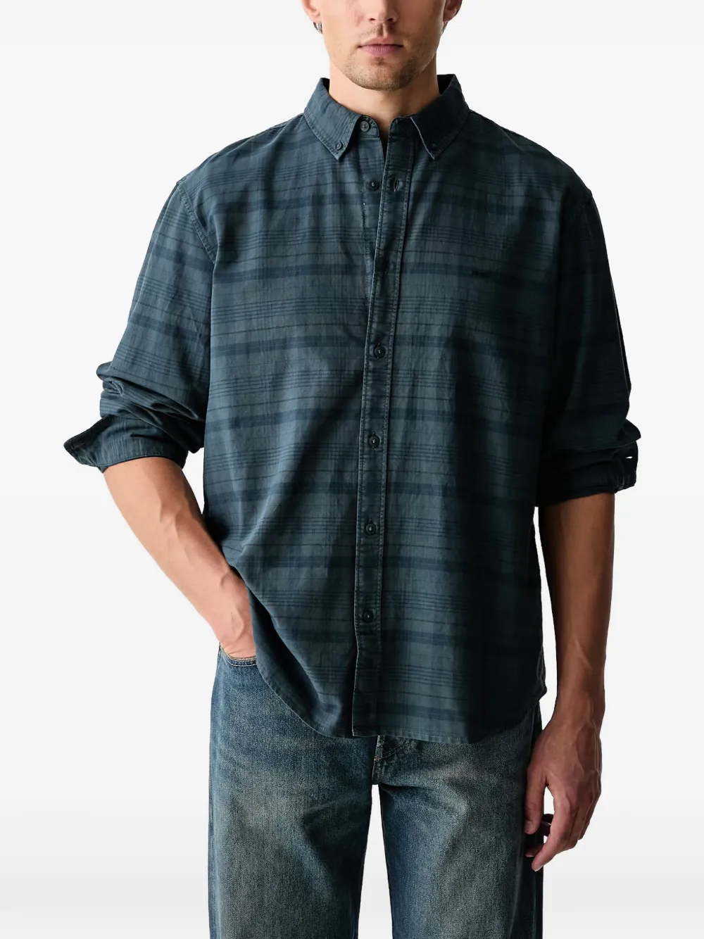 Levi's Authentic check-pattern long-sleeve shirt Blauw