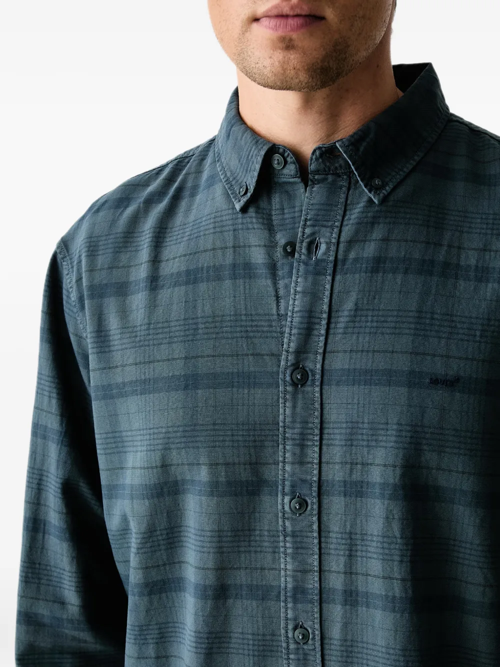 Levi's Authentic check-pattern long-sleeve shirt Blauw