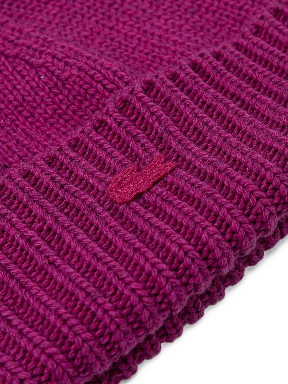 Lacoste 3d rib knit wool beanie Roze