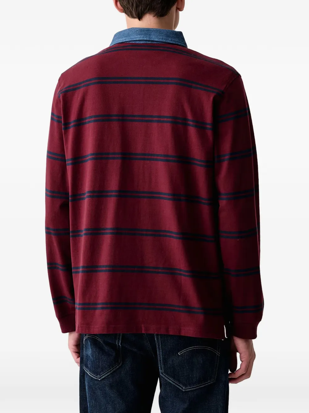 Levi's Gestreept rugbypoloshirt met denimkraag Rood