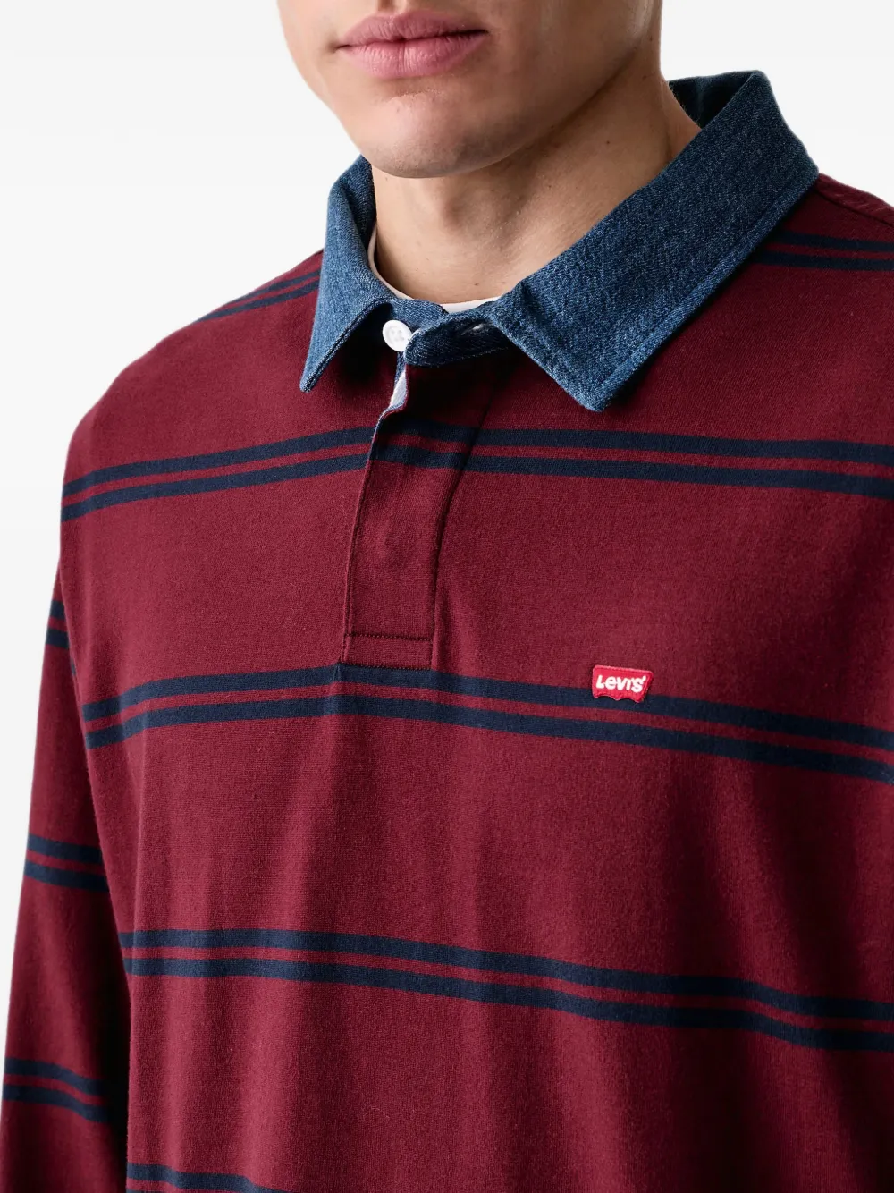 Levi's Gestreept rugbypoloshirt met denimkraag Rood