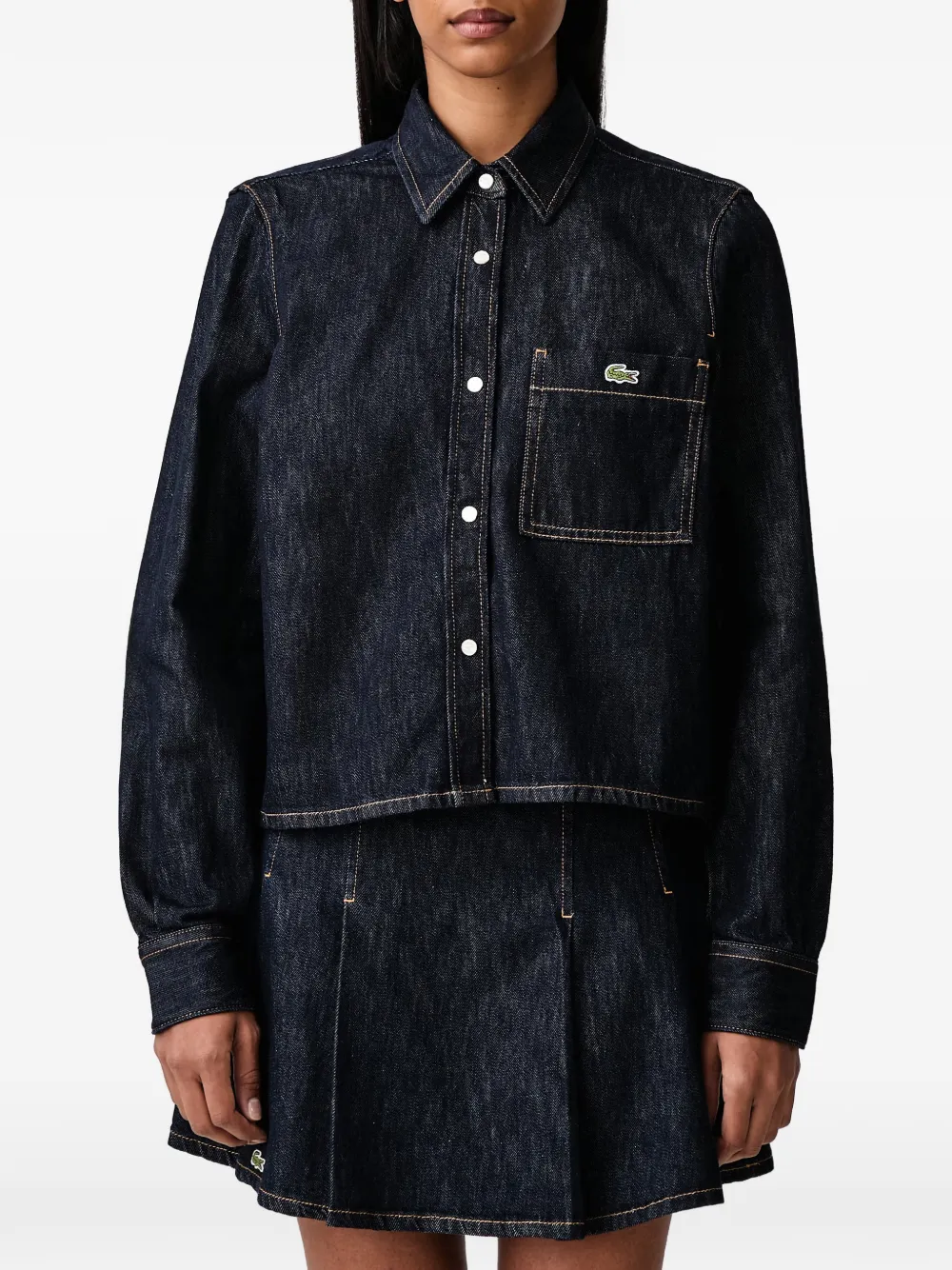 Lacoste regular-fit lightweight denim shirt Blauw
