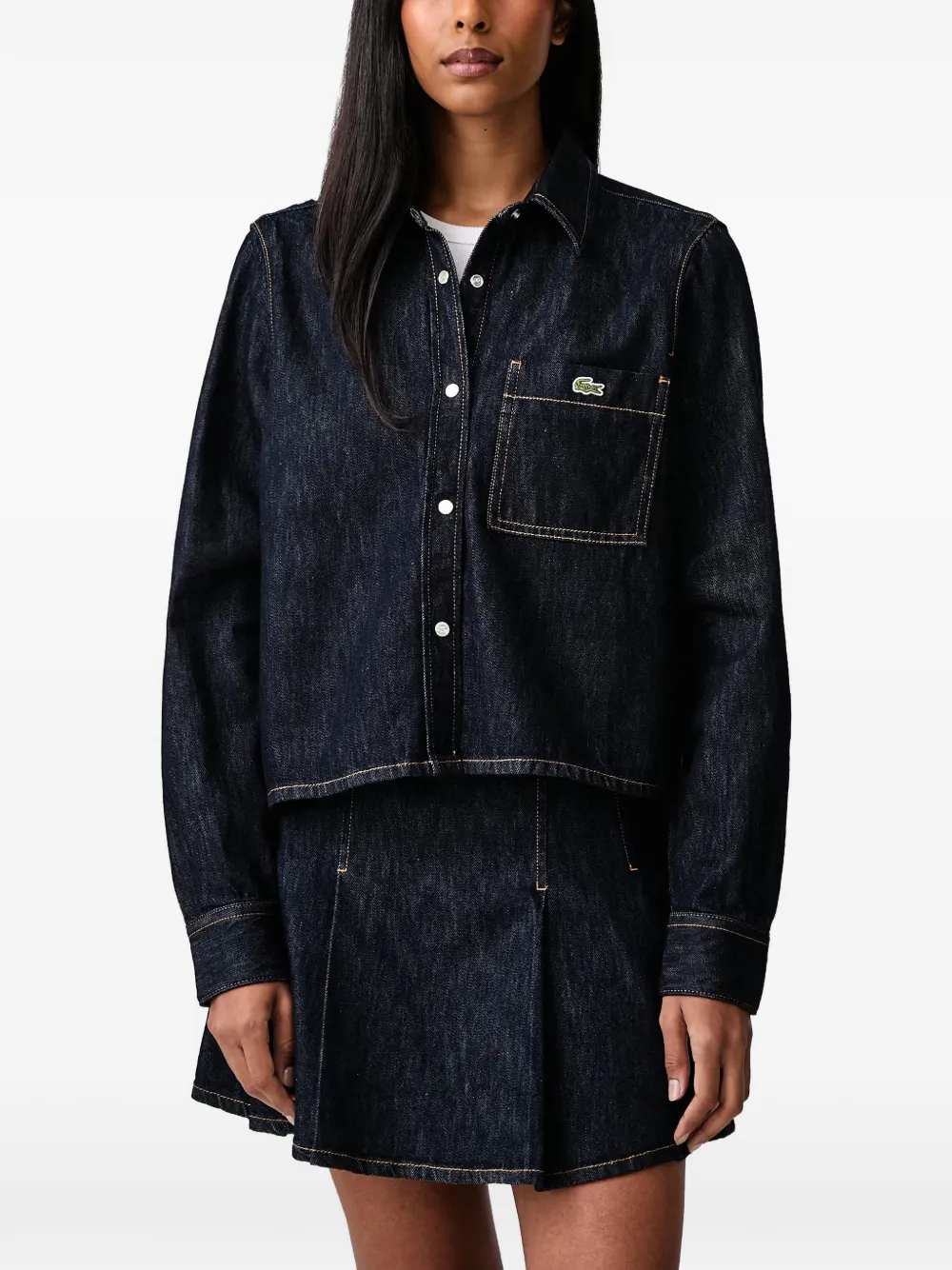Lacoste regular-fit lightweight denim shirt Blauw