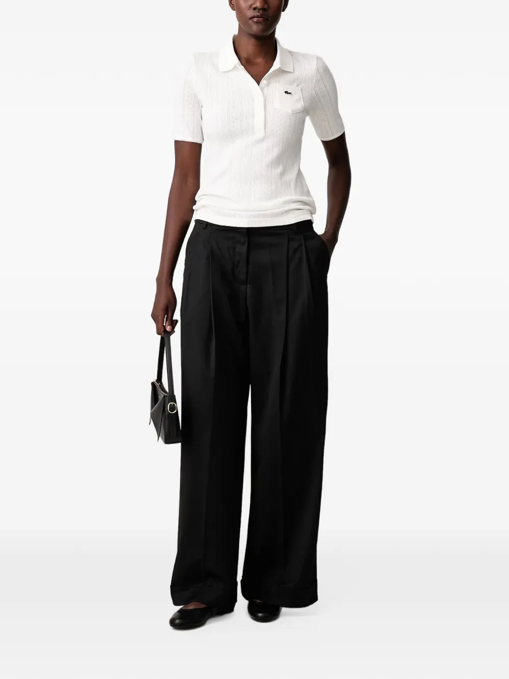 Lacoste slim-fit pointelle-knit polo shirt Wit