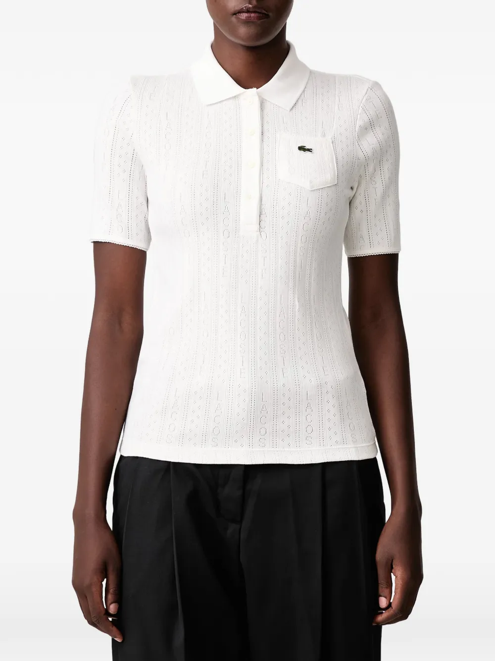 Lacoste slim-fit pointelle-knit polo shirt Wit