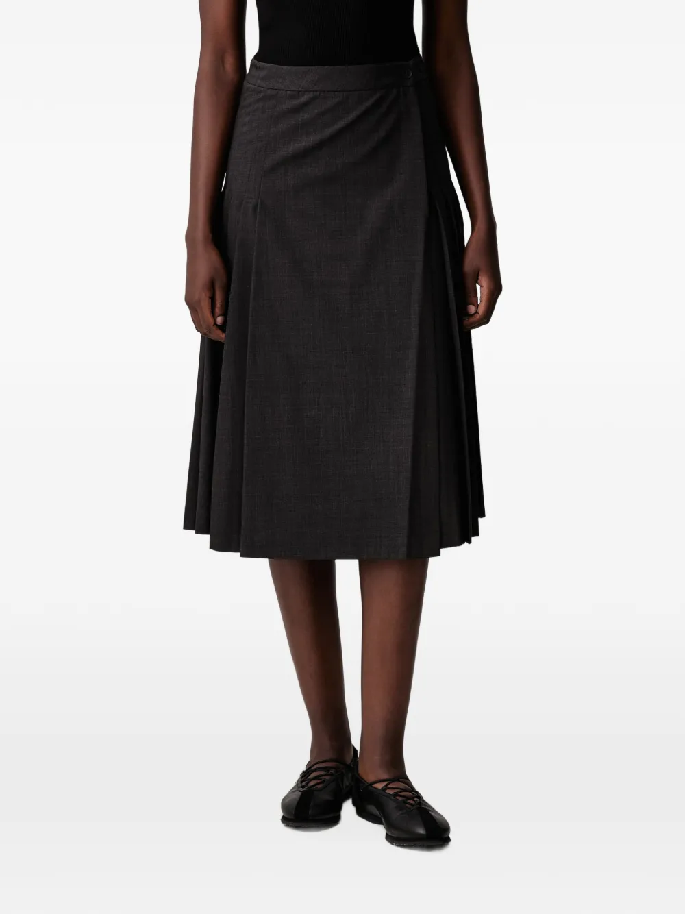 Lacoste pleated wool midi wrap skirt Grijs