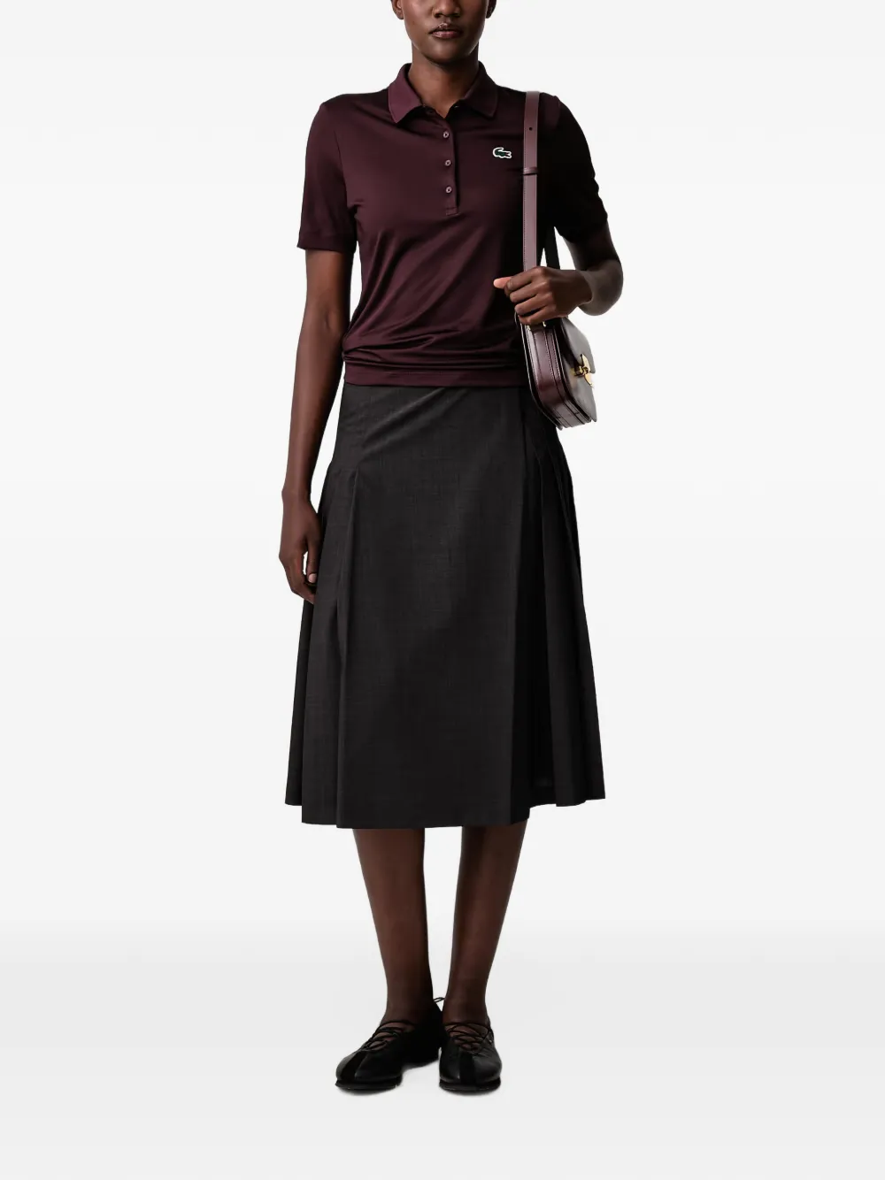 Lacoste pleated wool midi wrap skirt Grijs