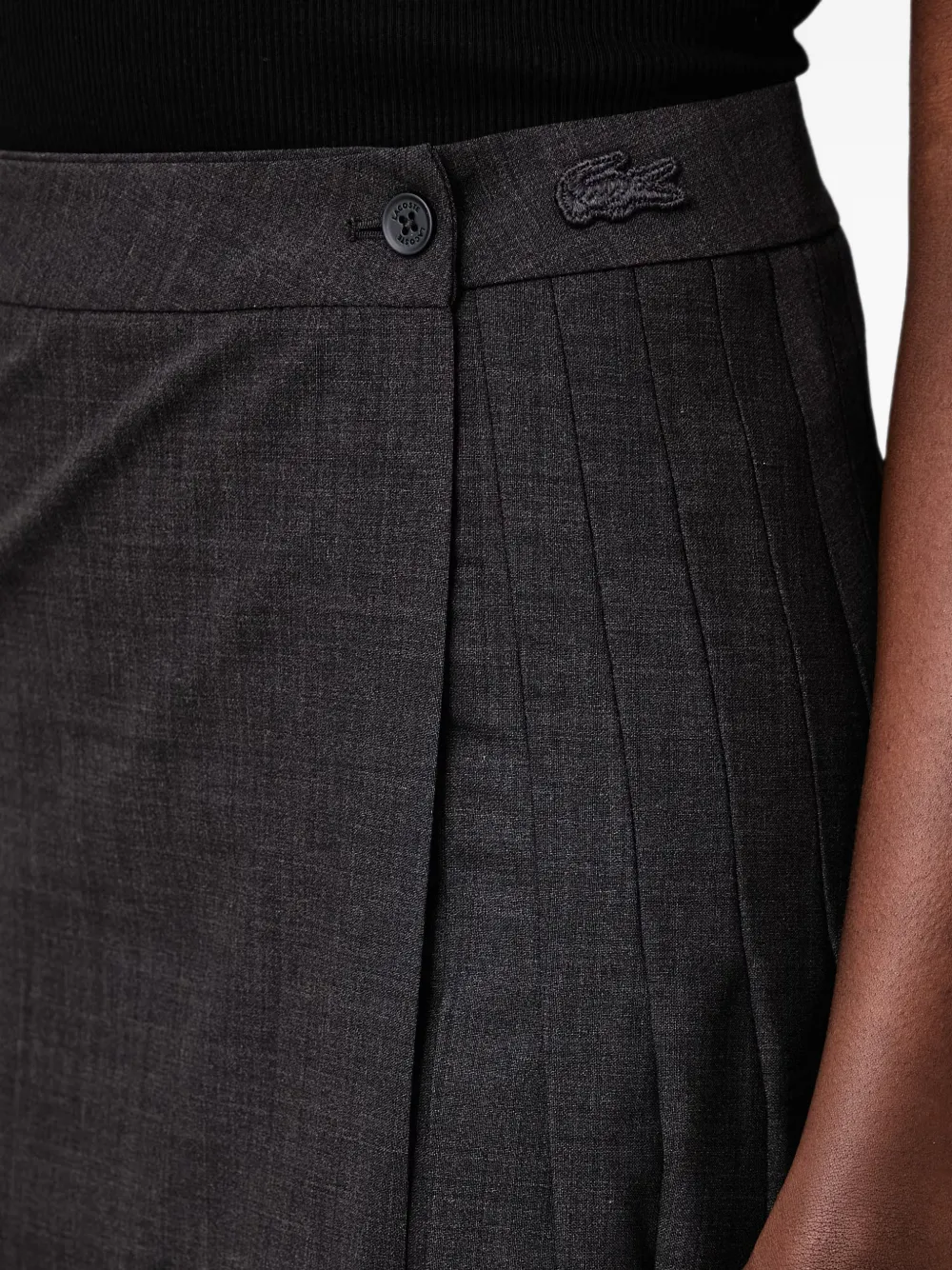 Lacoste pleated wool midi wrap skirt Grijs