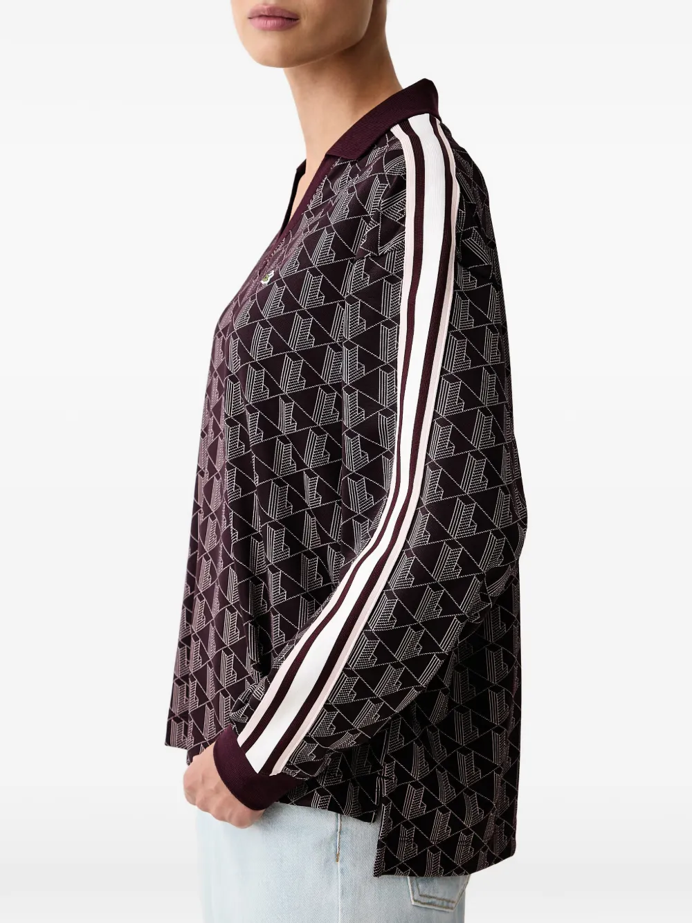 Lacoste oversized Monogram jacquard polo shirt Paars