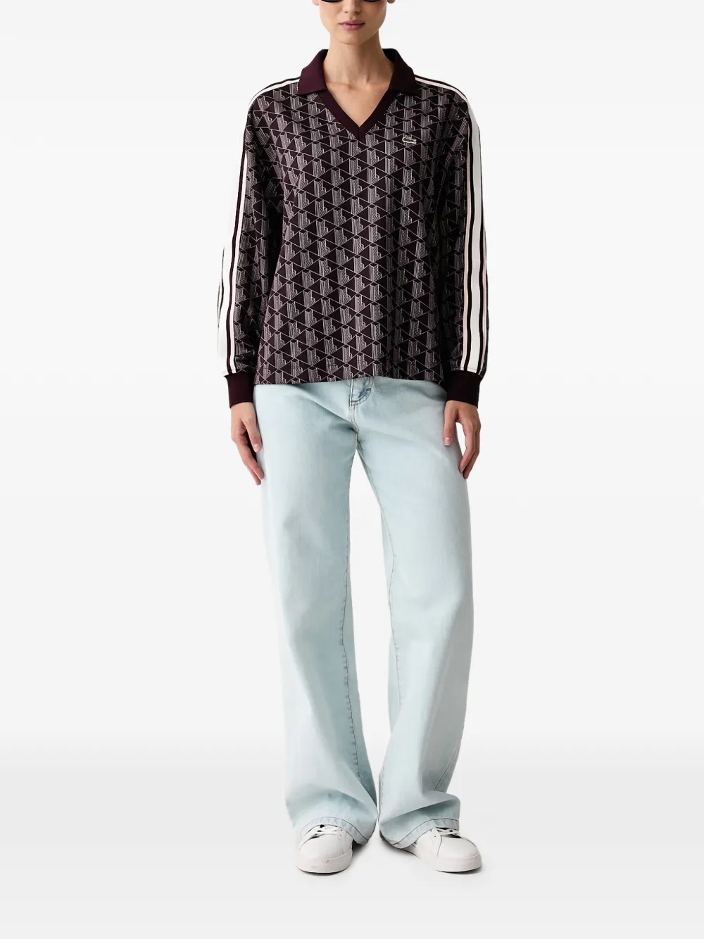 Lacoste oversized Monogram jacquard polo shirt Paars