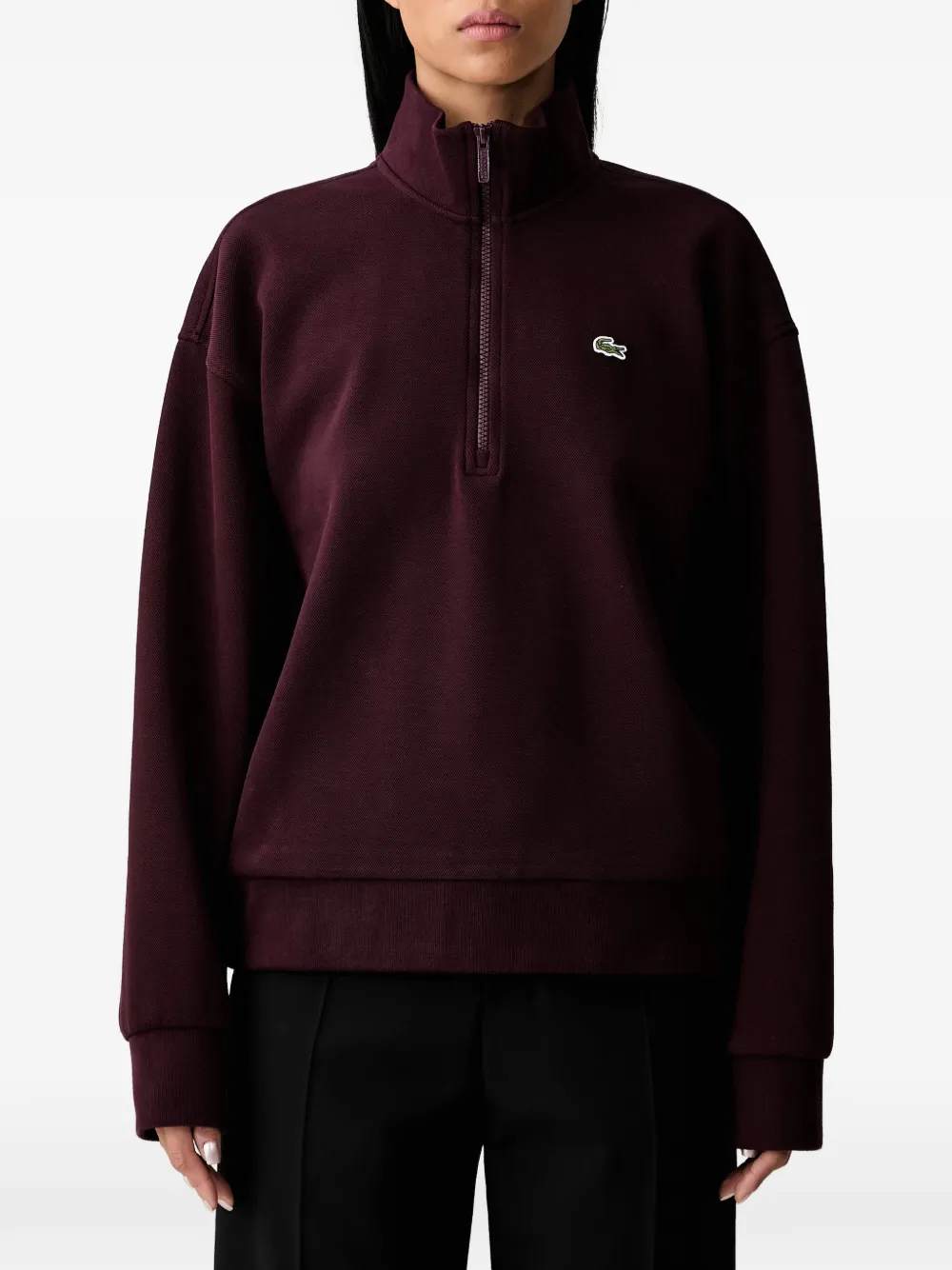 Lacoste zip-up piqué sweatshirt Rood