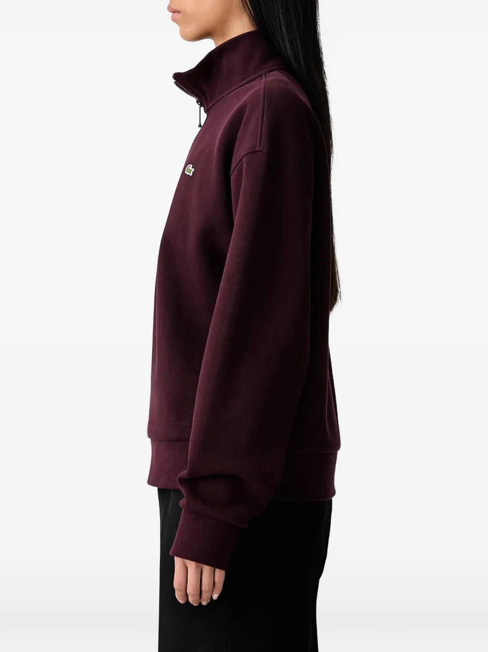 Lacoste zip-up piqué sweatshirt Rood