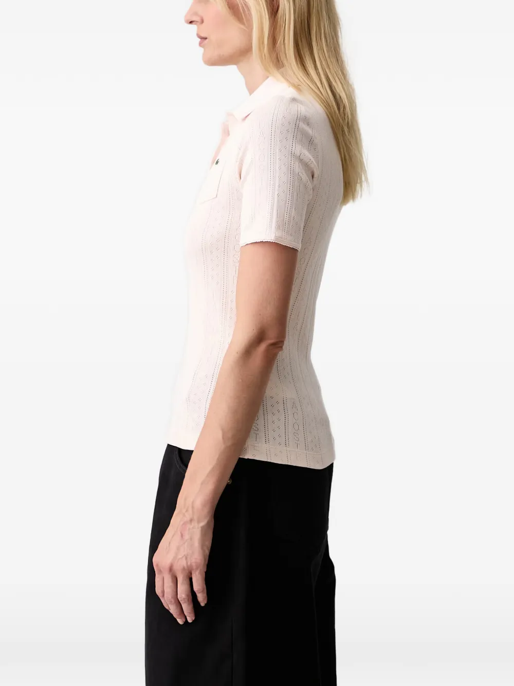 Lacoste slim fit pointelle knit polo shirt Roze