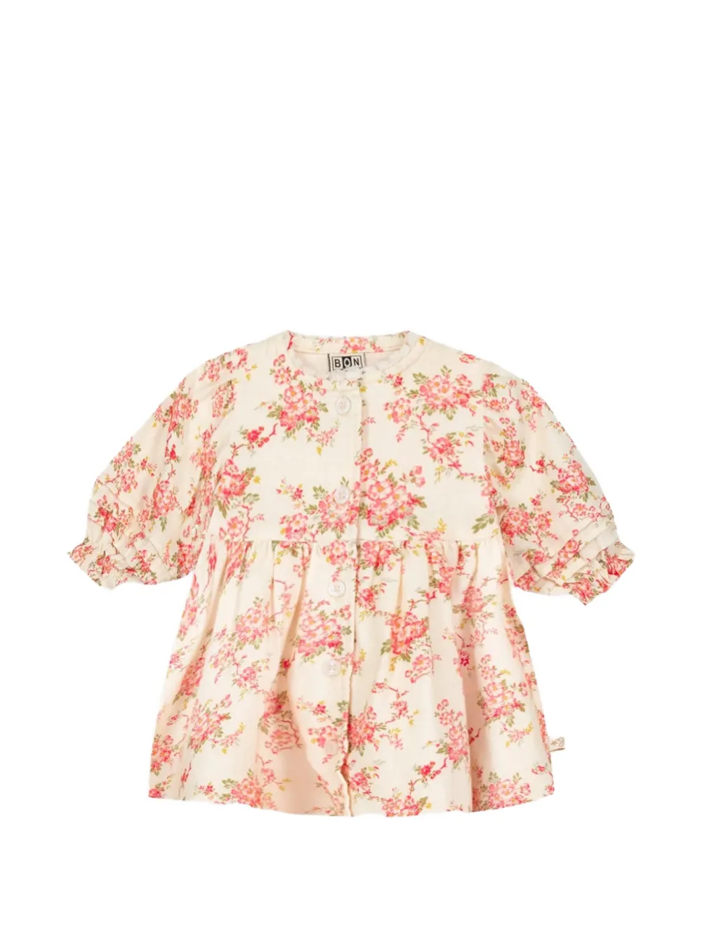 Bonton Peony floral-print button-down dress - Neutrals