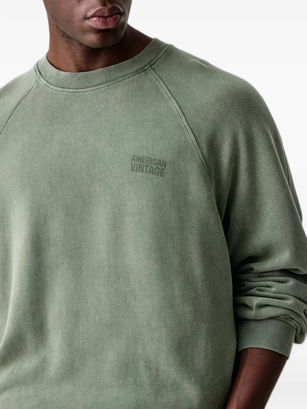 American Vintage Jitbay logo-print raglan-sleeve sweatshirt Groen