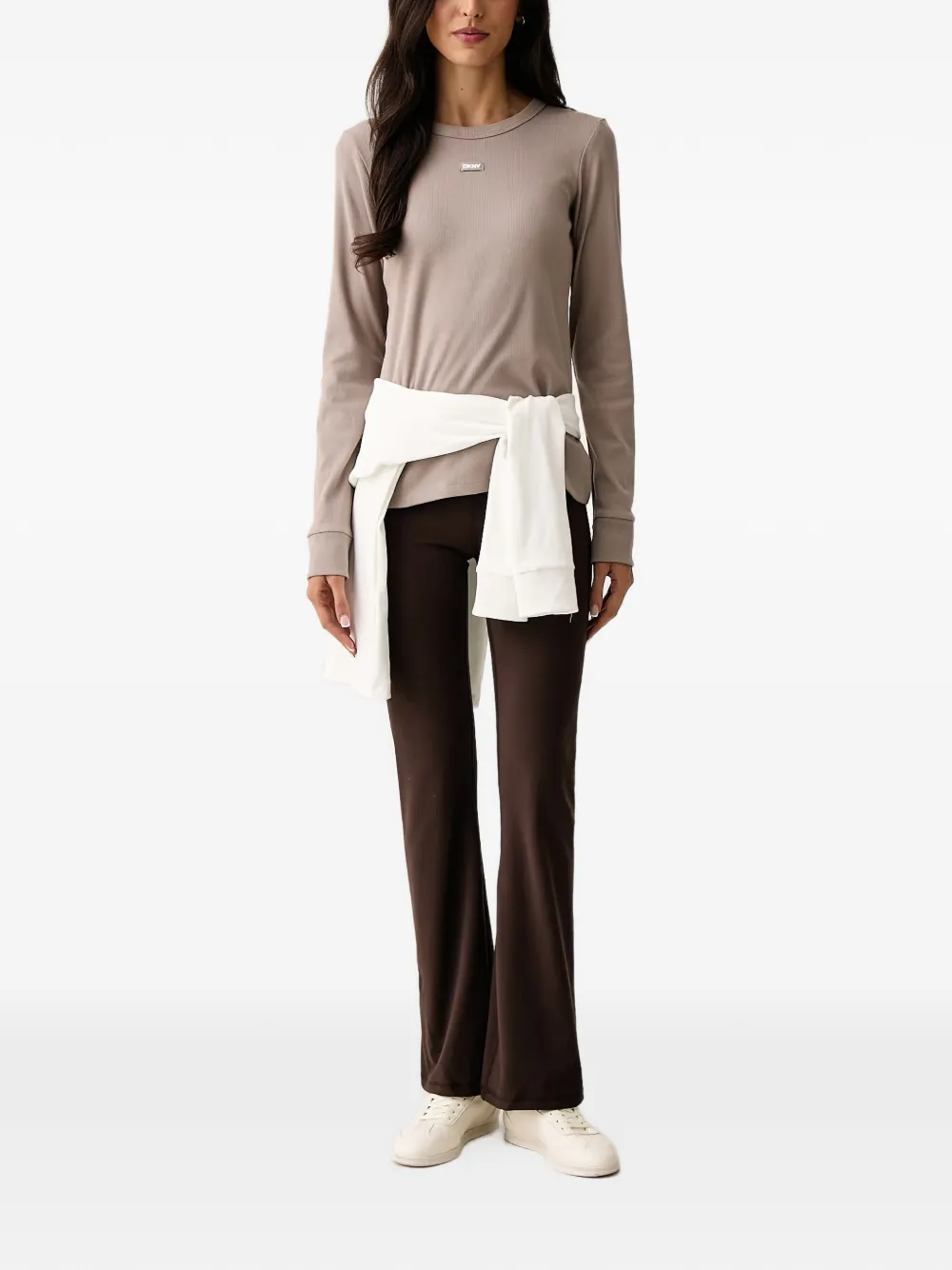 DKNY ribbed long-sleeve T-shirt Grijs