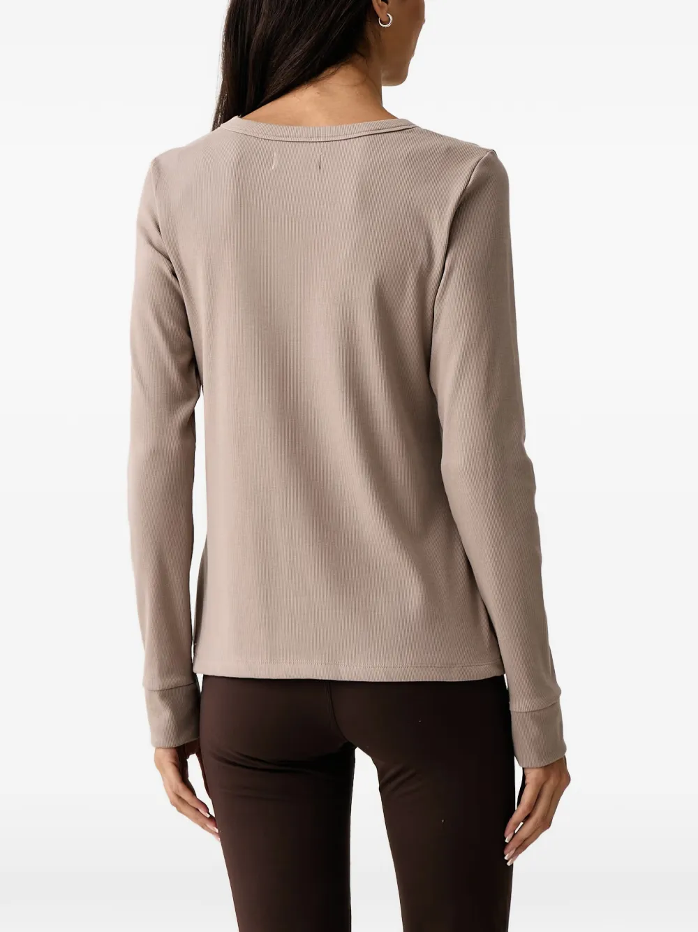 DKNY ribbed long-sleeve T-shirt Grijs
