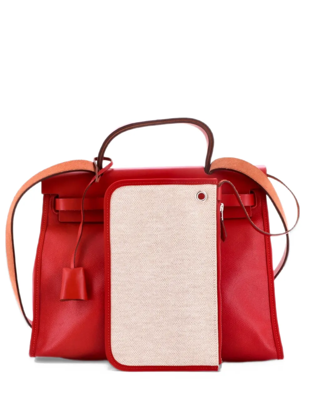 Hermès Pre-Owned Herbag Zip Berline Vache Canvas and Leather 31 shoulder bag - Rosso