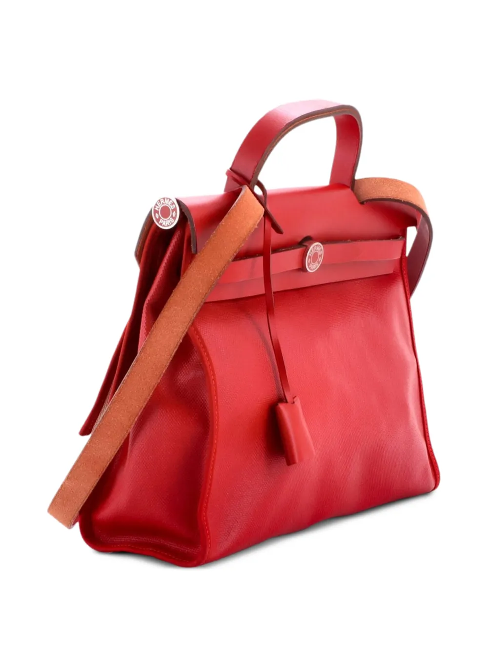 Hermès Pre-Owned Herbag Zip Berline Vache Canvas and Leather 31 shoulder bag - Rosso