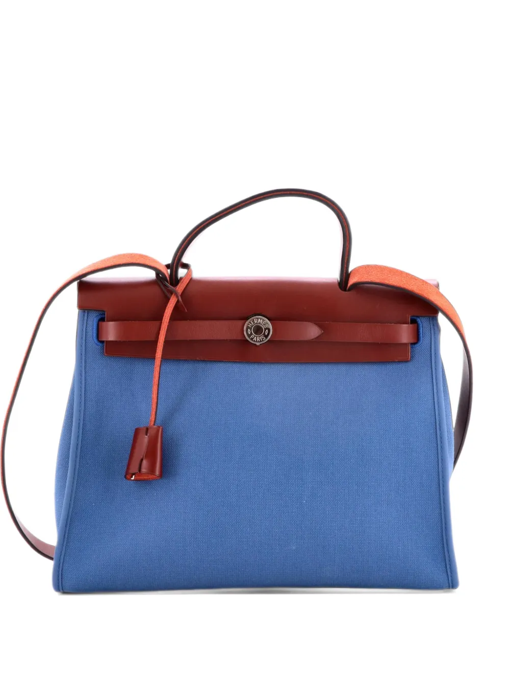 Hermès Pre-Owned Herbag Zip Leather and Toile 31 shoulder bag - Blue