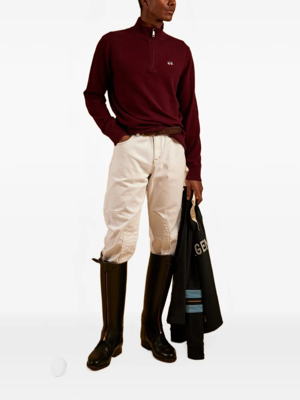 La Martina Etor half-zip sweater Rood