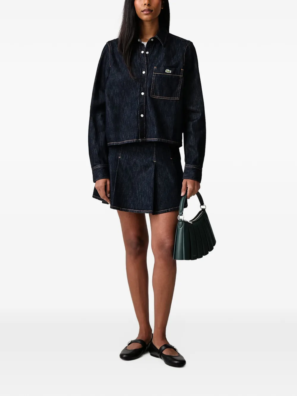 Lacoste pleated denim skirt Blauw