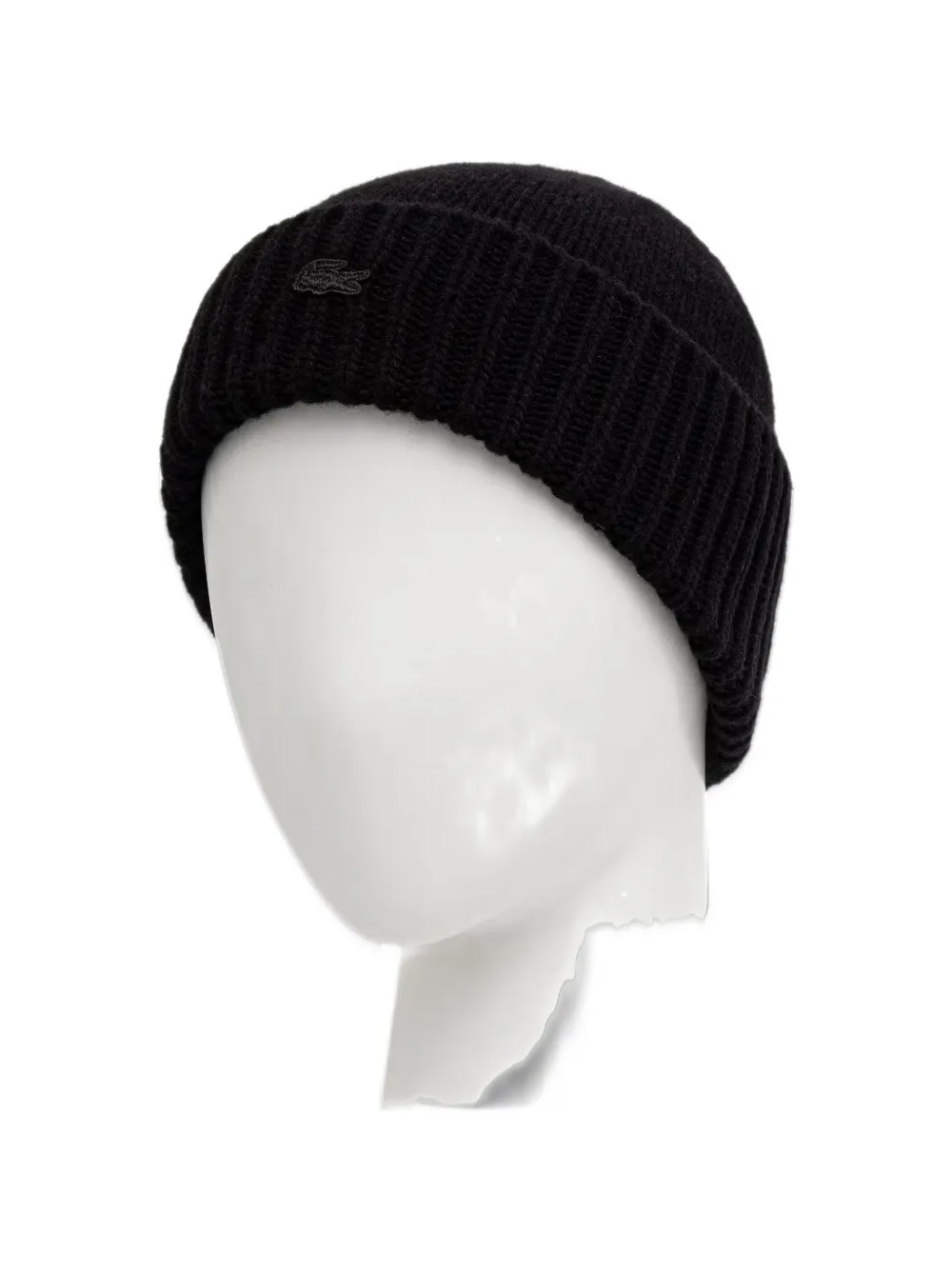 Lacoste 3d rib-knit wool beanie Zwart