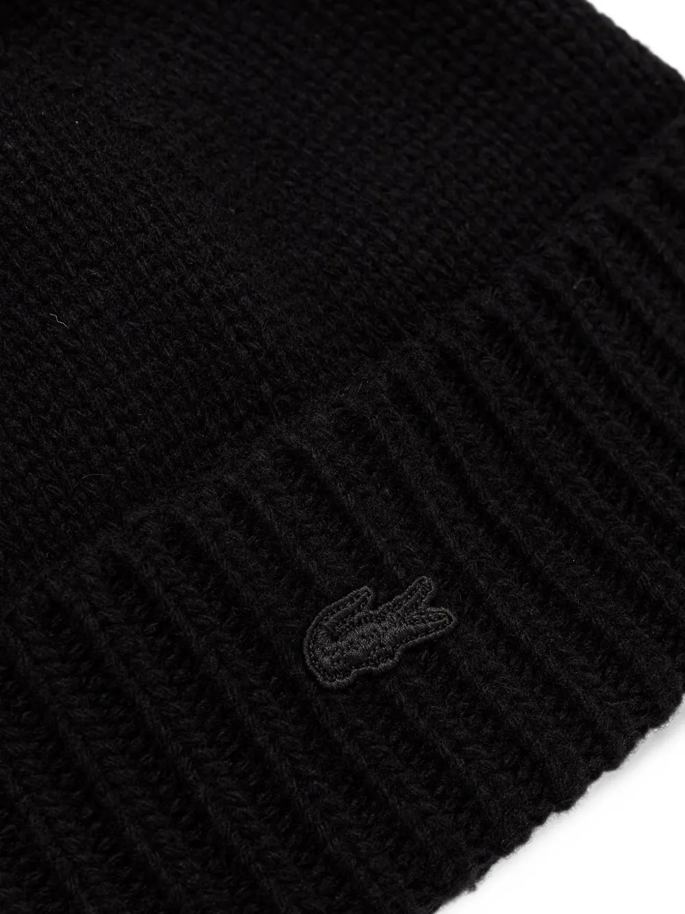 Lacoste 3d rib-knit wool beanie Zwart