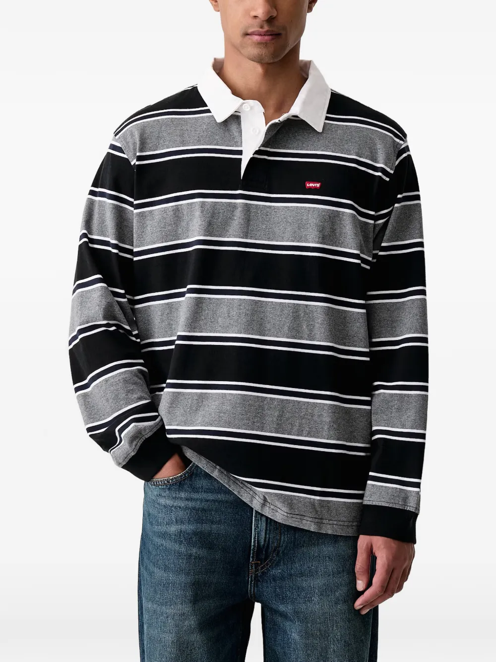 Levi's striped long-sleeve rugby polo shirt - Nero